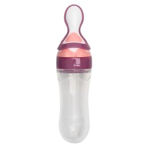 Бутылочка для кормления, силиконовая, с ложкой, 90 мл, цвет фиолетовый 4780647