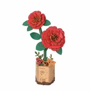 Деревянный конструктор Красная Камелия Robotime Red Camellia