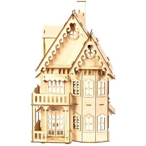 Деревянный Кукольный домик №38/0 (2 этажа с мансардой) для кукол 7-13 см