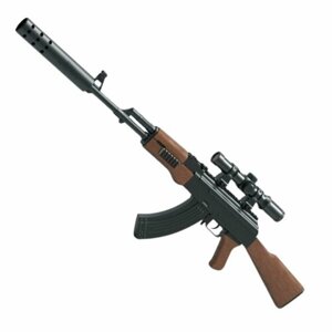 Детский автомат ак-47 игрушечное оружие AKM 108 см с мягкими пулями Орбиз (прицел и глушитель)
