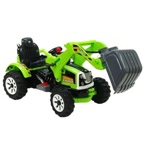 Детский электромобиль трактор с механическим ковшом Jiajia - зелёный