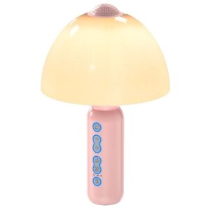 Детский караоке-микрофон 3 в 1. Домашний KTV плеер + Bluetooth-колонка + Светильник ночник 6 цветов. 5 режимов голоса. Розовый