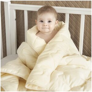 Детское одеяло теплое для новорожденных 105х140 овечья шерсть (200гр.) стеганое, всесезонное в кроватку и коляску Baby nice