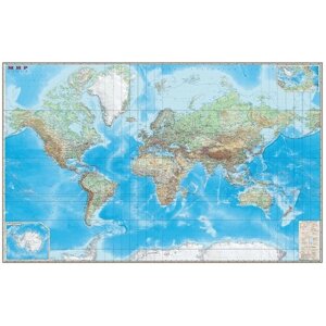 DMB Физическая карта мира с границами 1:15 (4607048952931), 140  192 см