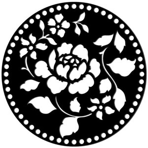 Донышко для вязания "Ветвистая роза"Круг 25 см. Черный акрил