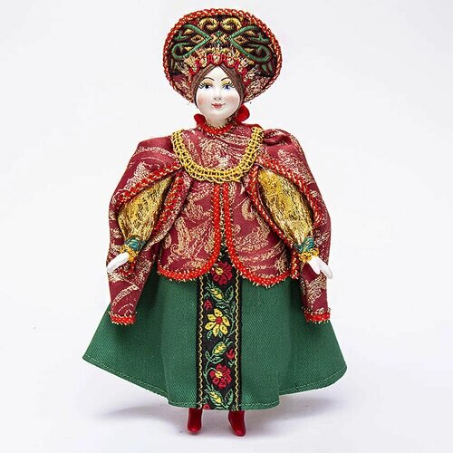 Фарфоровая кукла в русском костюме Акулина 20 см