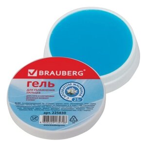 Гель для увлажнения пальцев антибактериальный BRAUBERG 25 г, c ароматом жасмина, голубой, 225830