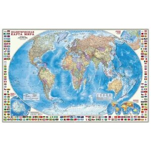 ГеоДом Карта Мира политическая с флагами (4607177451831), 124  80 см