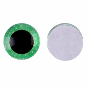 Глаза на клеевой основе, набор 10 шт, размер 1 шт. 14 мм, цвет зелёный с блёстками
