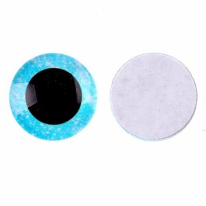 Глаза на клеевой основе, набор 10 шт, размер 1 шт. 15 мм, цвет голубой с блёстками