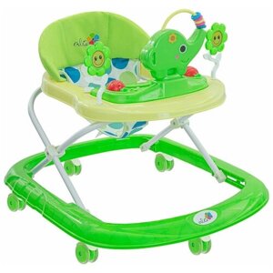 Ходунки музыкальные ALIS JUMBO, свет, игрушки, силиконовые колеса, зеленый