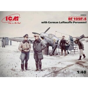 ICM Сборная модель Bf 109F-4 с немецким персоналом люфтваффе, 1/48