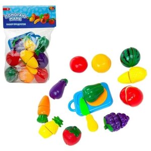 Игровой набор ABtoys Помогаю маме Продукты для резки на липучках (фрукты и овощи), 24 предмет