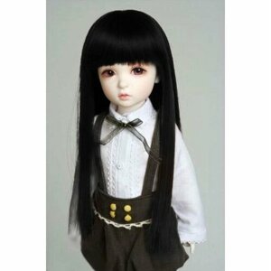 Iplehouse Wig IHW_SS006 (Длинный парик с прямыми волосами и челкой чёрный размер 15-18 см для кукол Иплхаус)