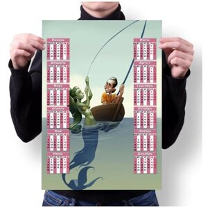 Календарь MIGOM Настенный Принт А2 "Рыбалка"7