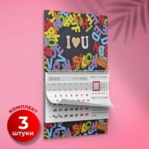 Календарь настенный квартальный "Любовь 3", 2023 год, блок 3 в 1, 297х470 мм, 3 шт, Печатник