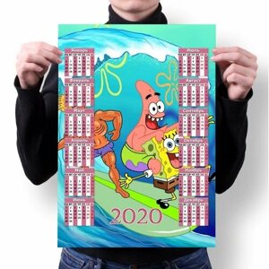 Календарь настенный на 2020 год Губка Боб, SpongeBob №12, А4