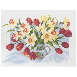 Канва с рисунком матренин посад Весенние цветы, 33*45см, 1шт