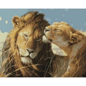 Картина по номерам 000 Art Hobby Home Ласковые львы 40х50