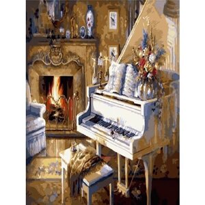 Картина по номерам 000 Hobby Home Белый рояль 40х50