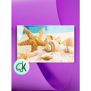 Картина по номерам на холсте Пляж и ракушки, 40 х 60 см