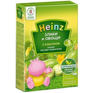 Каша Heinz безмолочная Злаки и овощи пшенично-рисовая с кабачком (с 5 месяцев) 200 г