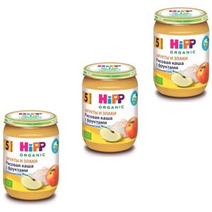 Каша HiPP безмолочная из цельного риса с фруктами, с 5 месяцев, 190 гр., 3 шт.