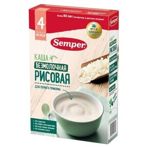 Каша Semper безмолочная рисовая, с 4 месяцев, 180 г