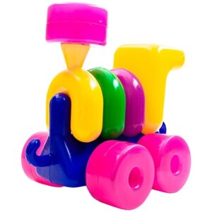 Каталка-игрушка Пластмастер Паровозик Радуга (31810), синий/фиолетовый/желтый/зеленый