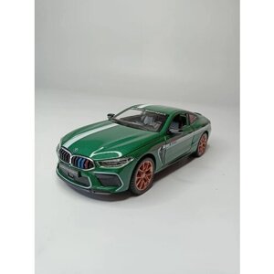 Коллекционная машинка игрушка металлическая BMW M8 для мальчиков масштабная модель 1:24 темно-зеленая