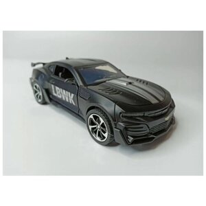 Коллекционная машинка игрушка металлическая Chevrolet Camaro с дымом для мальчиков масштабная модель 1:24 черная