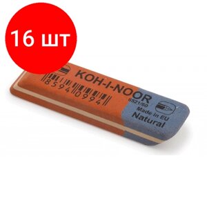 Комплект 16 штук, Ластик KOH-I-NOOR для графита и чернил сине-красный 57х14х8мм 6521 Чехия