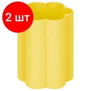Комплект 2 шт, Стаканчик для рисования Мульти-Пульти силиконовый фигурный желтый, 160 мл, европодвес