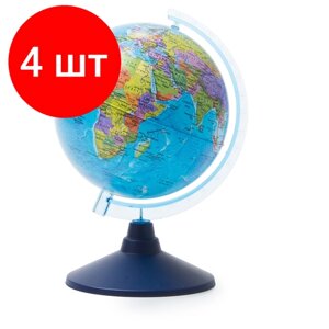 Комплект 4 шт, Глобус политический Globen, 15см, на круглой подставке