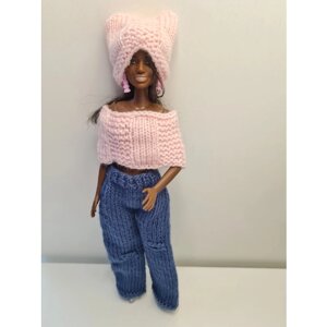 Комплект одежды для кукол «MiniFormy»Штаны-джинсы в комплекте с розовым верхом»3 изделия). Рост 29-30 см.