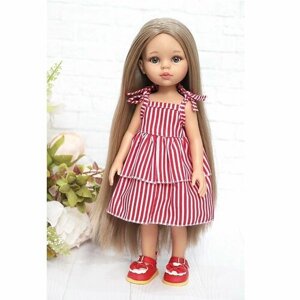 Комплект одежды и обуви для кукол Paola Reina 32-34 см (Платье завязки + туфли), красная полоска