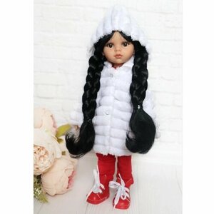 Комплект одежды и обуви для кукол Paola Reina 32 см (шубка полоска, костюм, кеды), белый, красный
