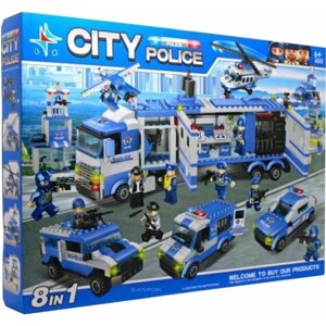 Конструктор Сити Полиция 8 в 1 "Полицейский участок" 1186 деталей, Лего совместим, Подарок для мальчика