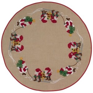 Коврик под ёлку Гномы с ёлками, набор для вышивания 100 см PERMIN 42-6600