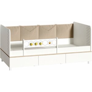 Кровать Моби Эйп 11.40 с ящиками и чехлом на спинку 80х160см цвет белый с рисунком "Пчелки"