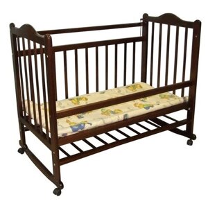 Кроватка Мой малыш 1 (колесо), качалка, полозья для качания, темный