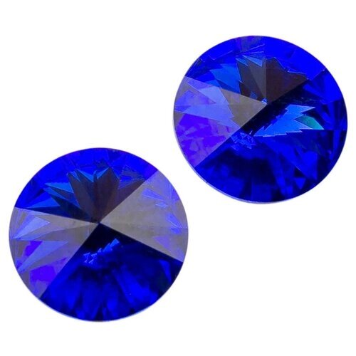 Круглые стразы-риволи, размер 10,5 мм, цвет Majestic Blue (296), 2 шт.