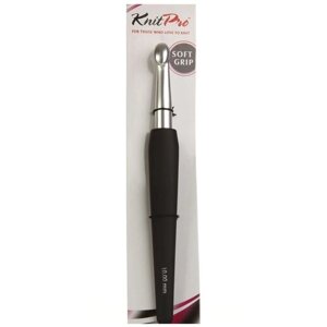 Крючок для вязания с эргономичной ручкой "Basix Aluminum" 10мм, алюминий, серебристый/черный, KnitPro, арт. 30891