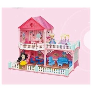 Кукольный домик с куклой. Двухэтажный домик для кукол. Игровой набор "Dream House" three in one (3 в 1). 105 деталей. В собранном виде: 50х42х34 см