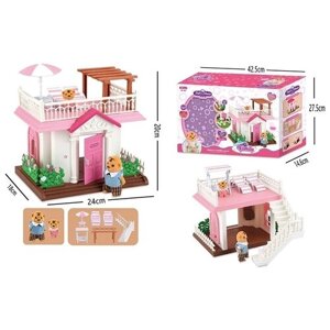 Кукольный домик с куклой, музыкой и подсветкой. Двухэтажный домик для кукол. Игровой набор "Doll & House" серии Family. В собранном виде: 24х20х18 см