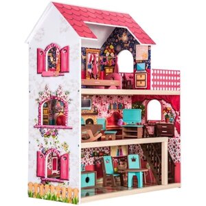 Кукольный особняк "Вишневый дом" с освещением, высота 75 см. (Мебель в комплектацию не входит).