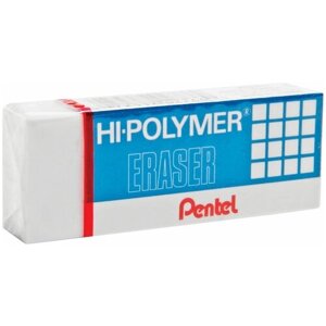 Ластик Pentel Hi-polymer eraser (прямоугольный, 35х16х11.5мм, белый, картонный держатель) 60шт. (ZEH-03)