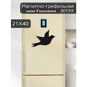 Магнитно-грифельная доска для записей на холодильник в форме птички, 21х40 см