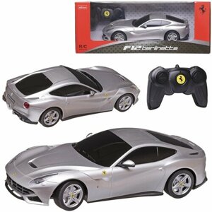 Машина р у 1:18 Ferrari F12, цвет серябряный, светящиеся фары, 25.2*12.7*7см 53500S