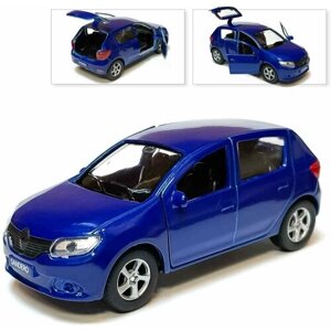 Машинка коллекционная Renault Sandero, инерционная, металлическая, синий, Технопарк, 12 см